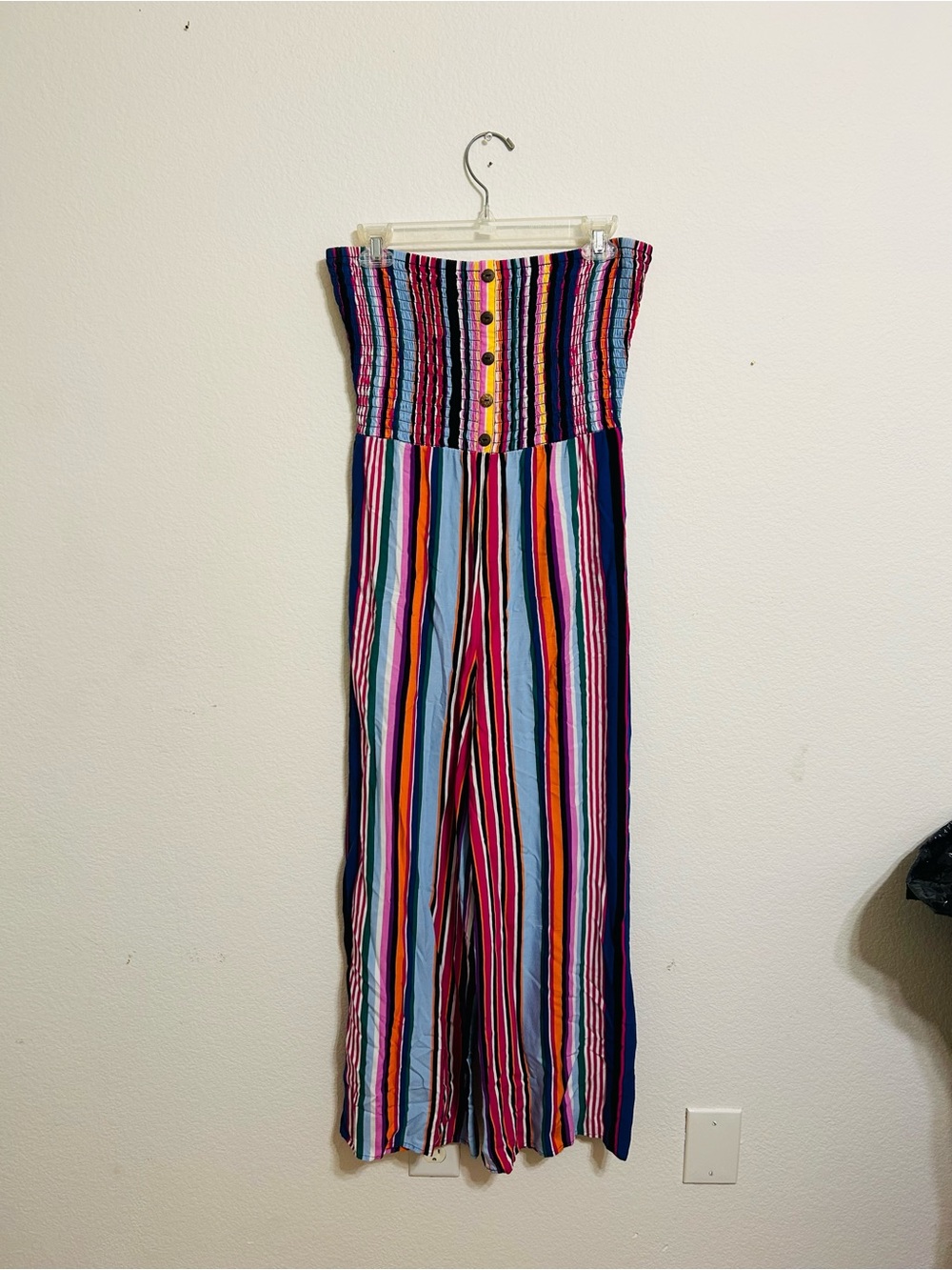 Express Multicolor Striped Strapless Jumpsuit
